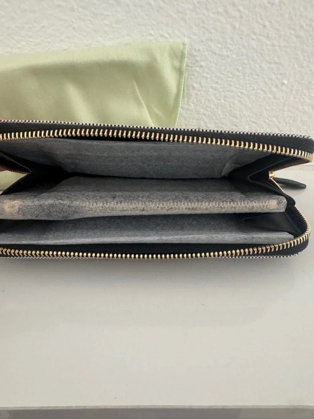 Burberry Black & Gray Zip Wallet with Gold Hardware - Picture 2 of 4